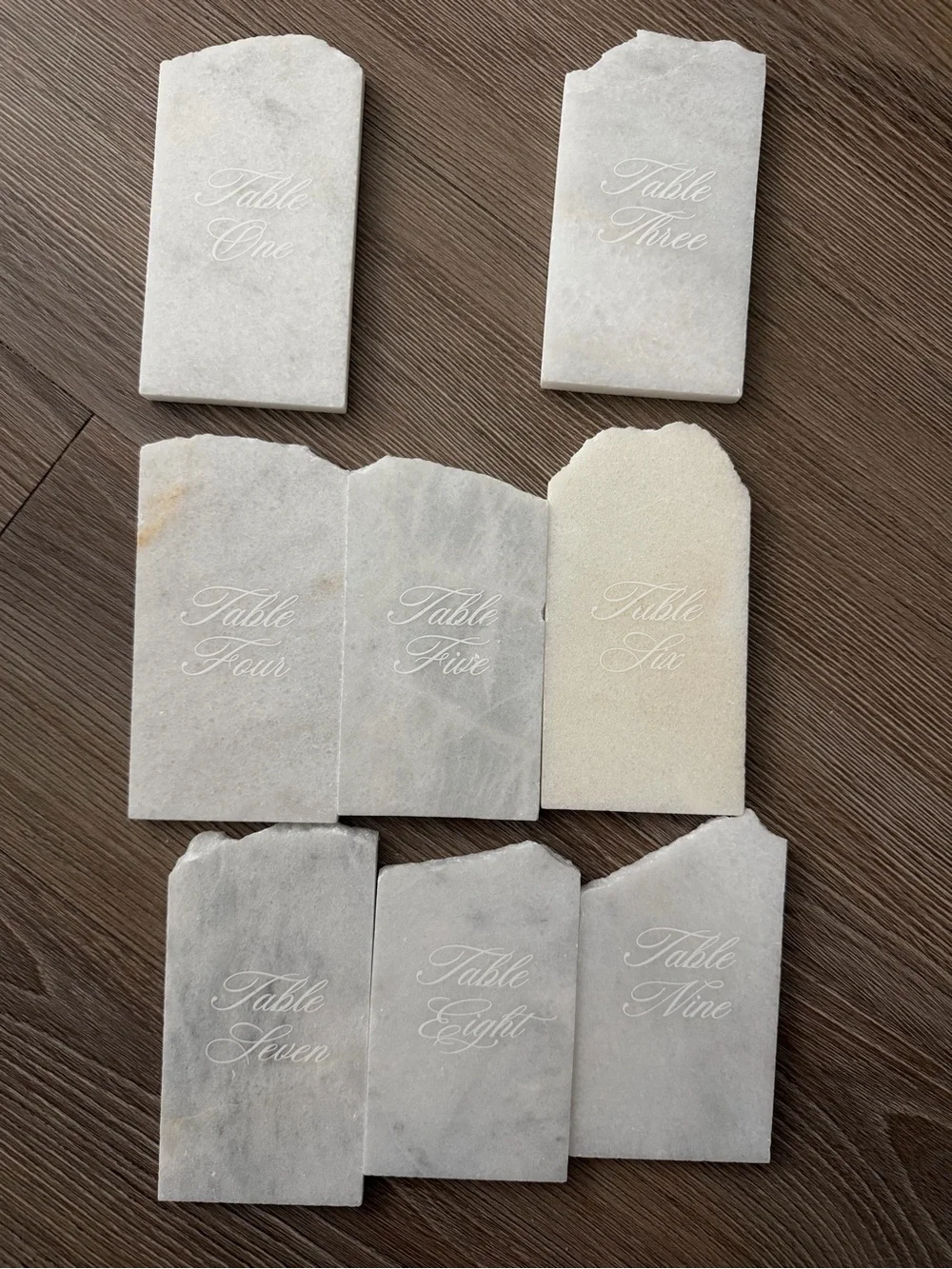 Elegant White Stone Table Number Sign - Table number 1-9 (missing num 2)